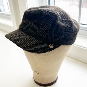 Wool Blend Herringbone Cadet Cap - Brown